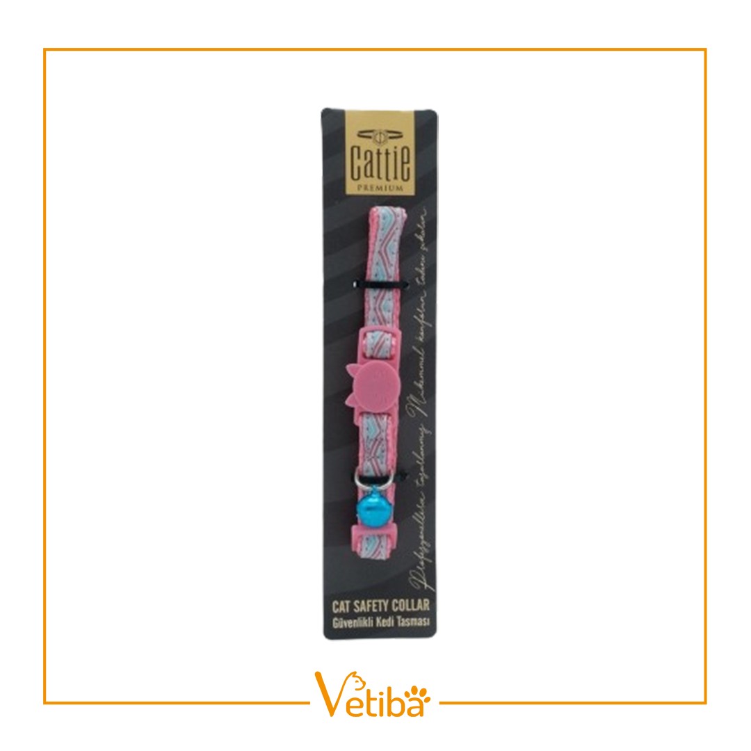Cattie Desenli Kedi Boyun Tasması Pembe 1X15-25Cm - STD