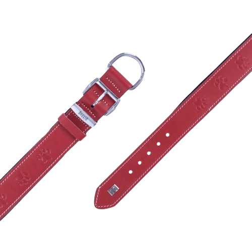 Doggie Konfor Deri Pati Desenli Boyun Tasması Kırmızı 4X47-55Cm