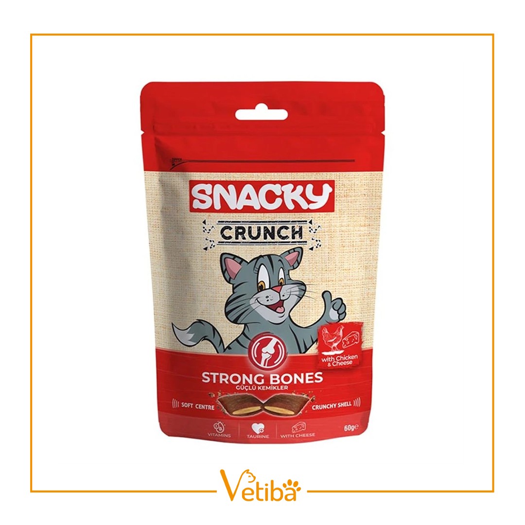 Snacky Crunch Güçlü Kemikler Tavuklu Peynirli Kedi Ödül Maması 60 gr - STD