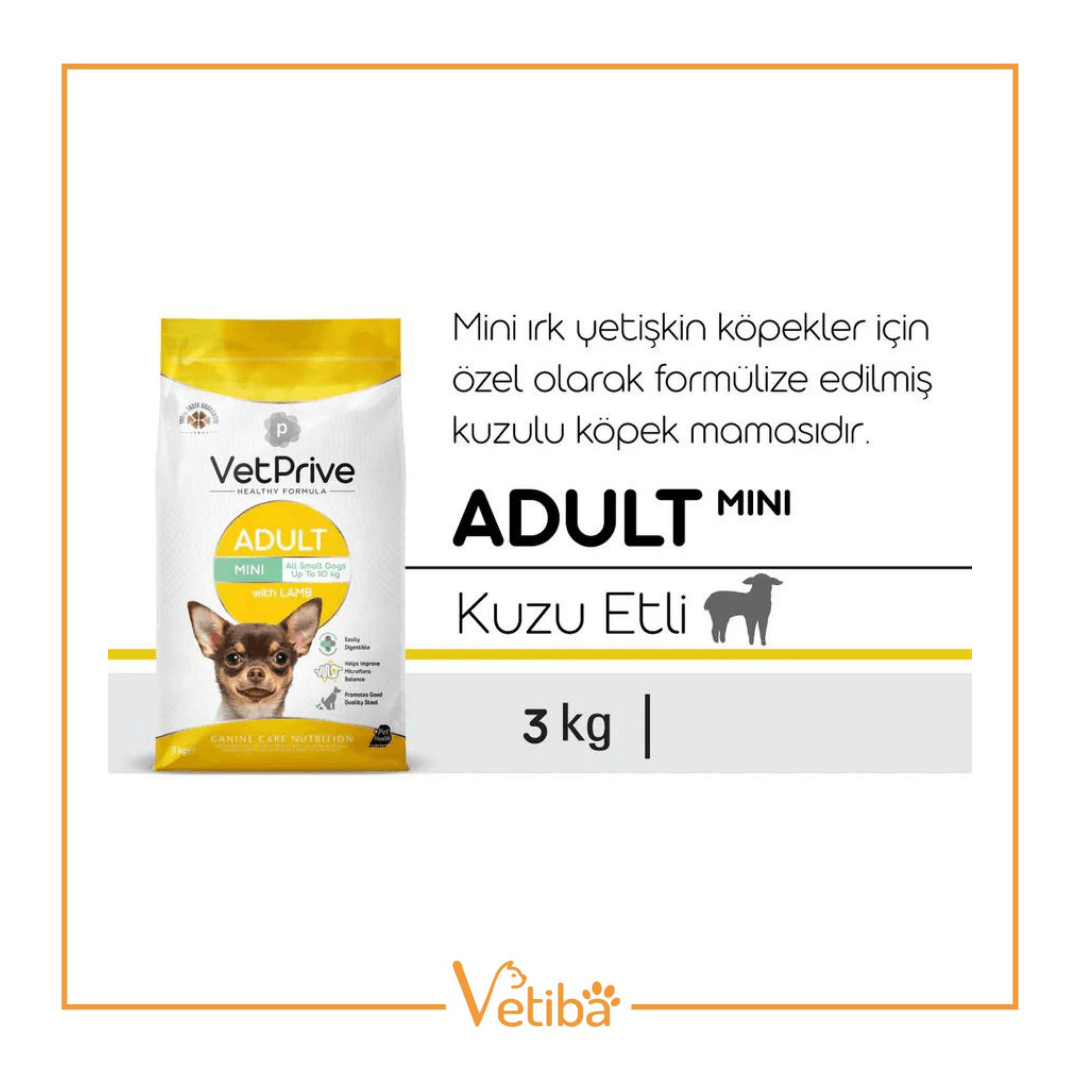 VetPrive Kuzu Etli Mini Yetişkin Köpek Maması 3 kg