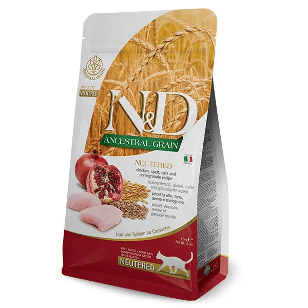ND Ancestral Grain Tavuk Ve Narlı Kısırlaştırılmış Kedi Maması 1.5 kg - STD
