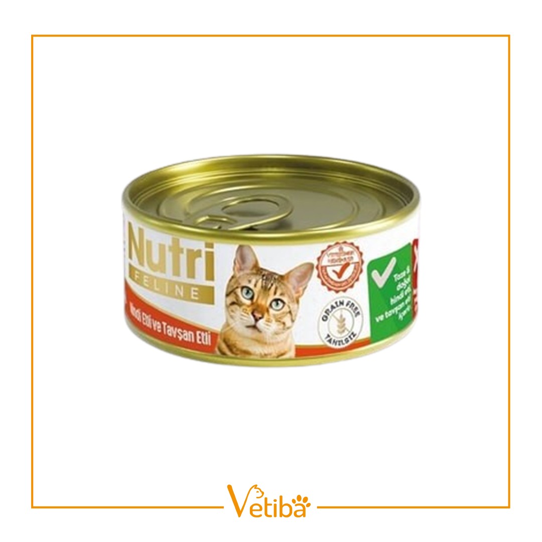 Nutri Feline Tahılsız Hindi ve Tavşan Etli Yetişkin Kedi Yaş Maması 85 gr - STD