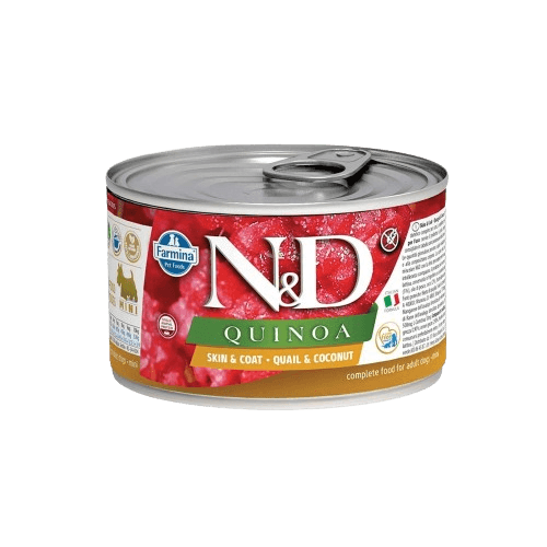 ND Quina Skin Coat Bıldırcın & Hindistan Cevizi Yetişkin Mini Köpek Yaş Maması 140 g - STD