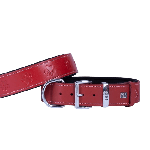 Doggie Konfor Deri Pati Desenli Boyun Tasması Kırmızı 4X47-55Cm - STD