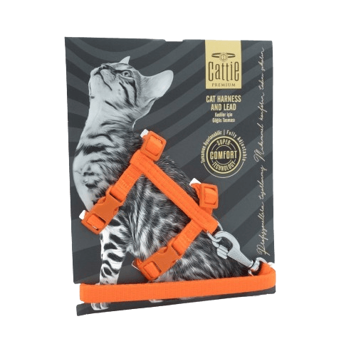 Cattie Kedi Göğüs & Gezdirme Takımı Turuncu 1X25-40Cm - STD