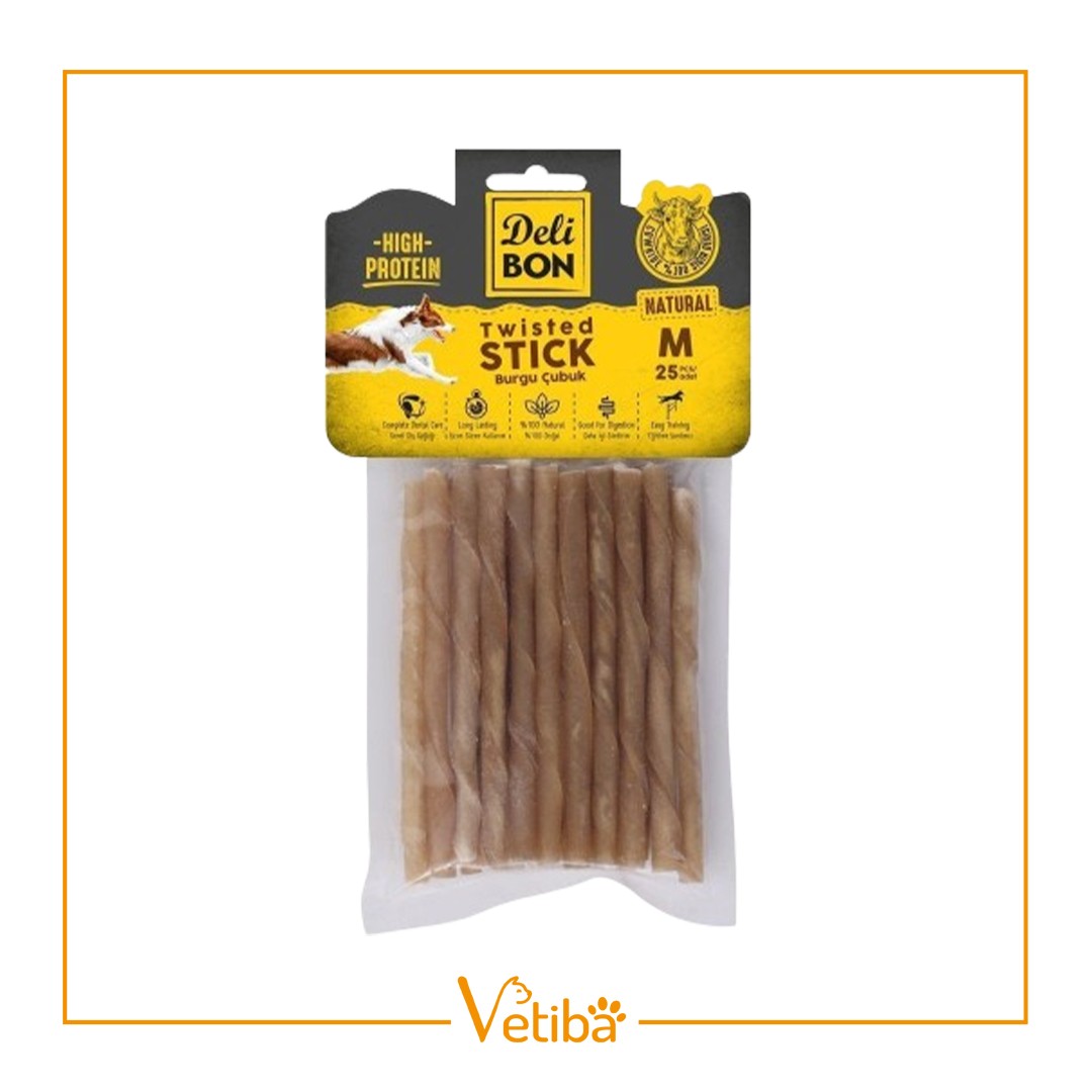 Delibon Deri Burgu Çubuk Orta Boy 25Li Paket Naturel Kalınx25Ad. - STD
