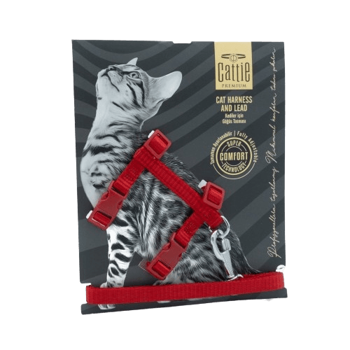 Cattie Kedi Göğüs & Gezdirme Takımı Kırmızı 1X25-40Cm - STD