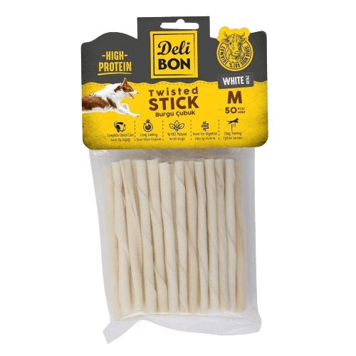 Delibon Deri Burgu Çubuk Orta Boy 50Li Paket Beyaz Kalınx50Ad. - STD