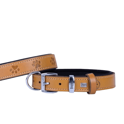 Doggie Konfor Deri Pati Desenli Boyun Tasması Kamel 3X42-50Cm - STD
