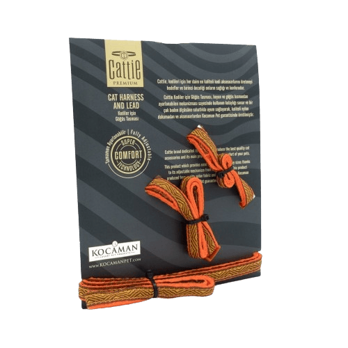 Cattie Desenli Kedi Göğüs & Gezdirme Takımı Turuncu 1X25-40Cm