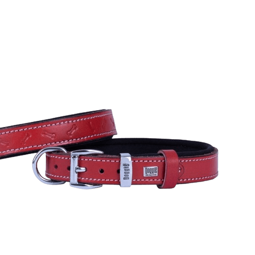 Doggie Konfor Deri Kemik Desenli Boyun Tasması Kırmızı 2X35-40Cm