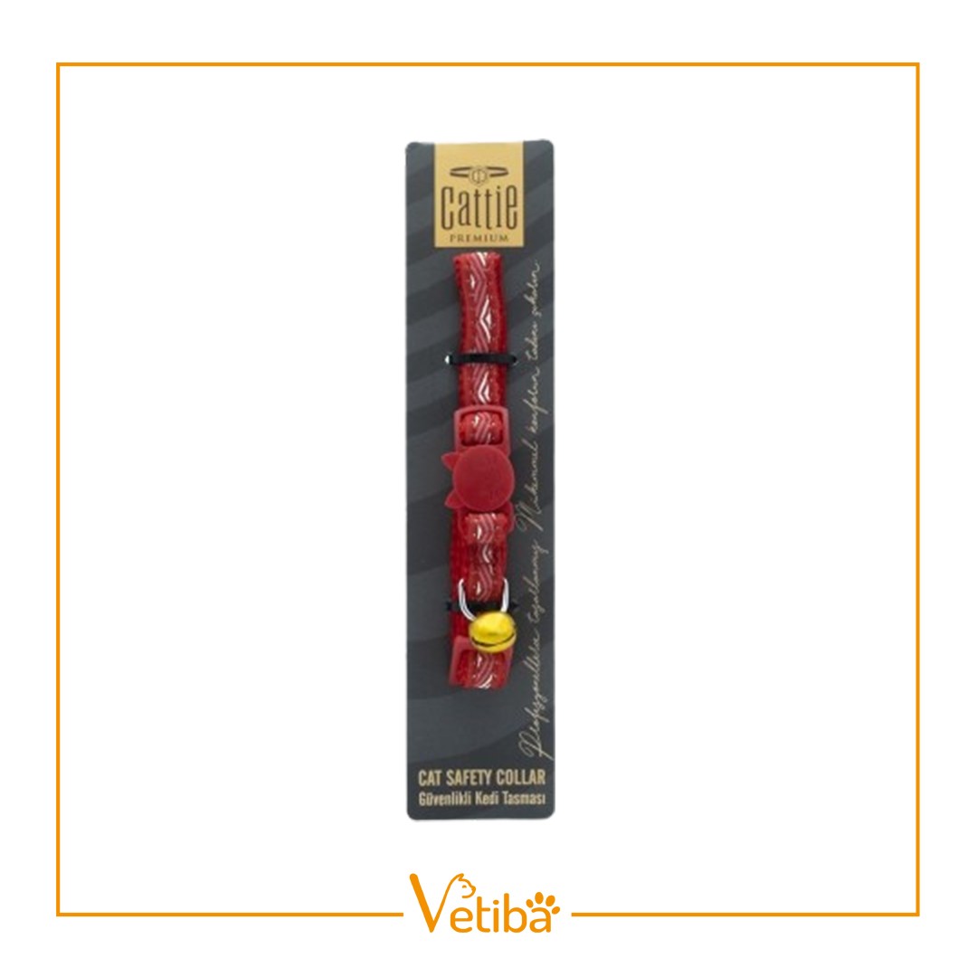 Cattie Desenli Kedi Boyun Tasması Kırmızı 1X15-25Cm - STD