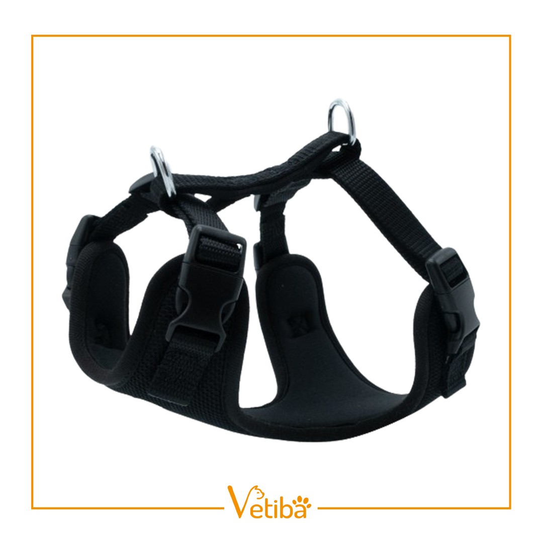 Doggie Havalı Dokuma Göğüs Tasması Siyah 1,5X35-45Cm - STD