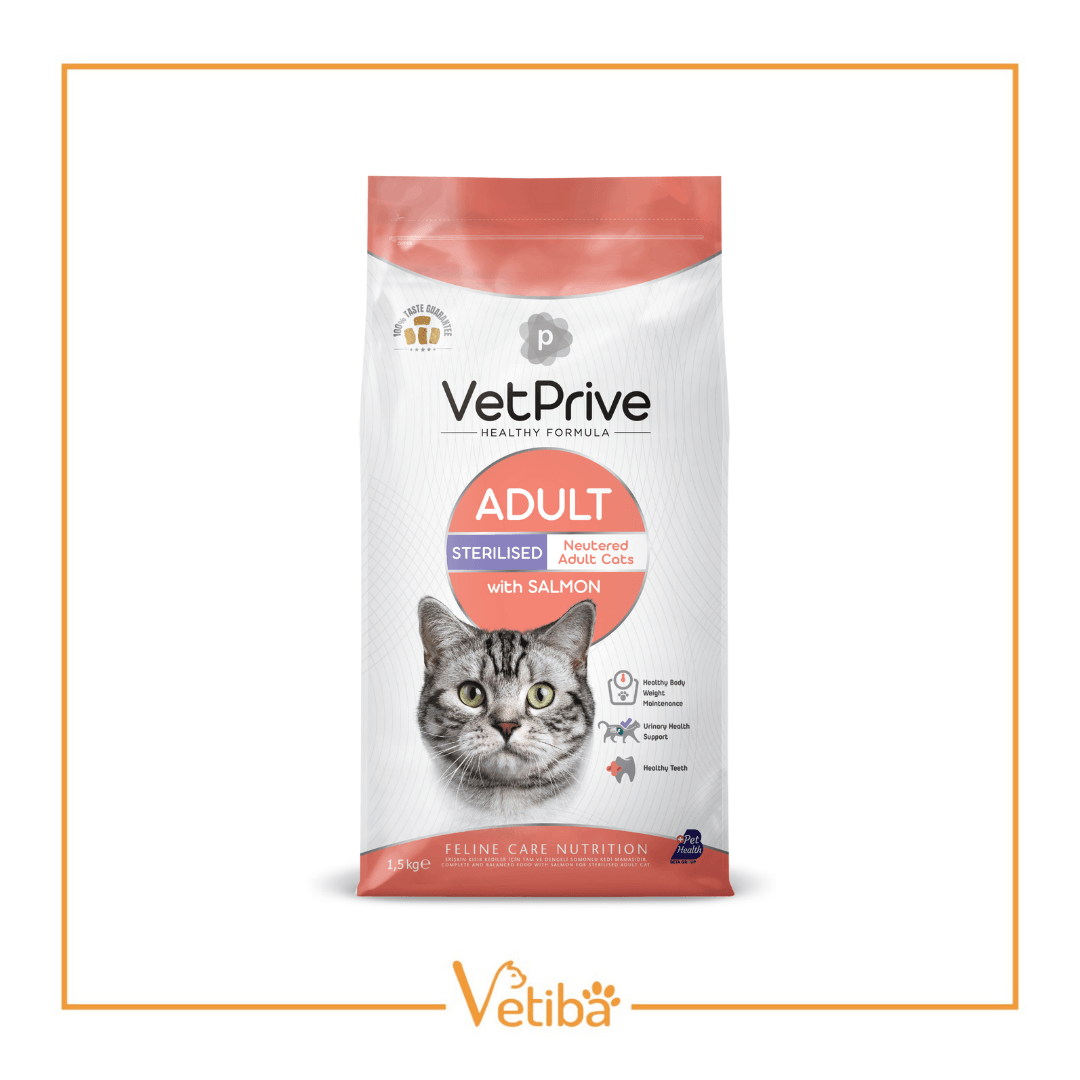 VetPrive Somonlu Kısır Kedi Maması 1.5 kg - STD