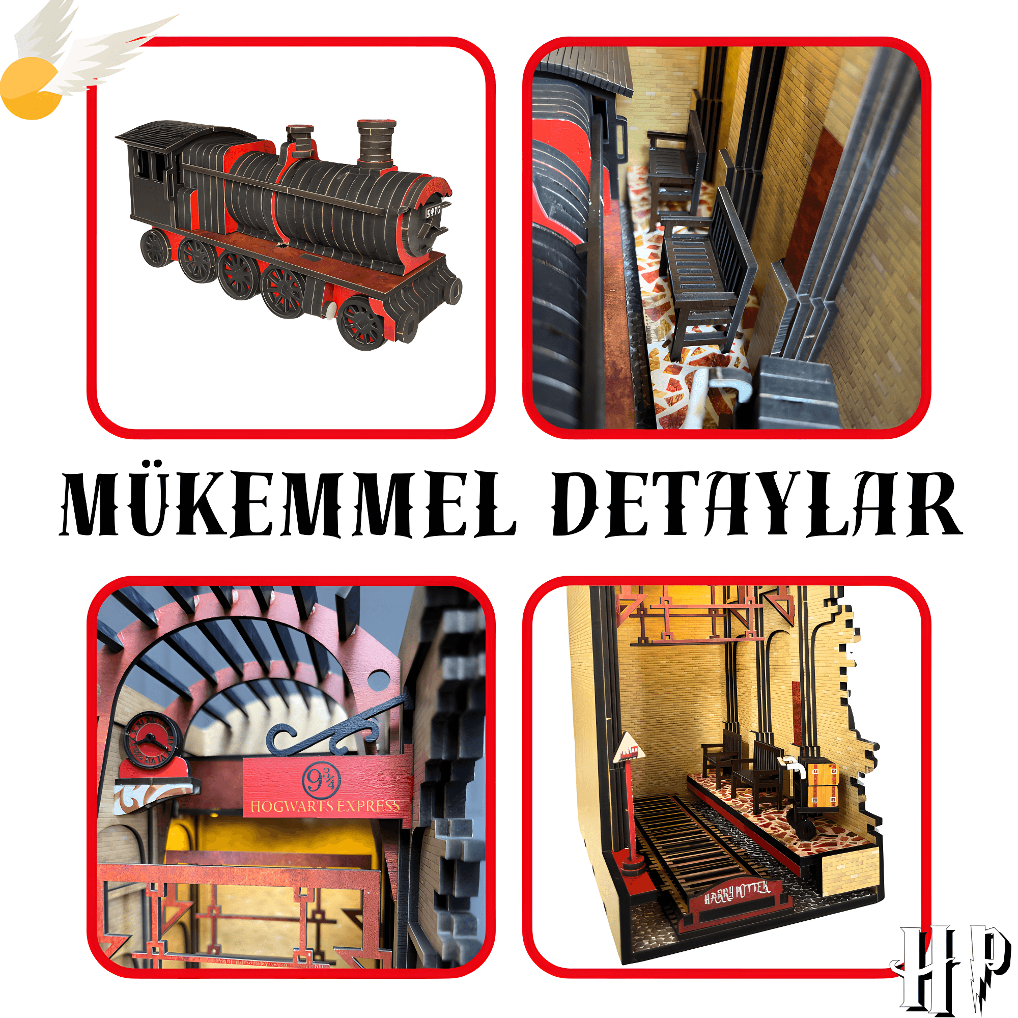 Harry Potter Hogwarts Ekspresi 3D DIY Minyatür Bulmaca Model: Ahşap LED Aydınlatmalı 3D Puzzle 