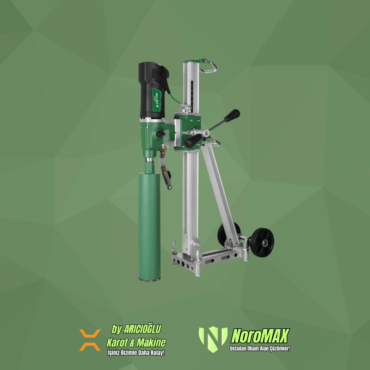 Bycon Kömürsüz 250mm Delme Kapasiteli Endüstriyel Tip Açılı Sehpalı Karot Makinesi