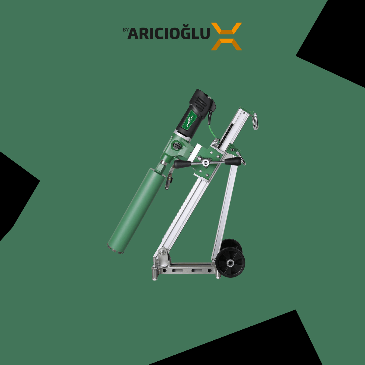 Bycon Kömürsüz 250mm Delme Kapasiteli Endüstriyel Tip Açılı Sehpalı Karot Makinesi