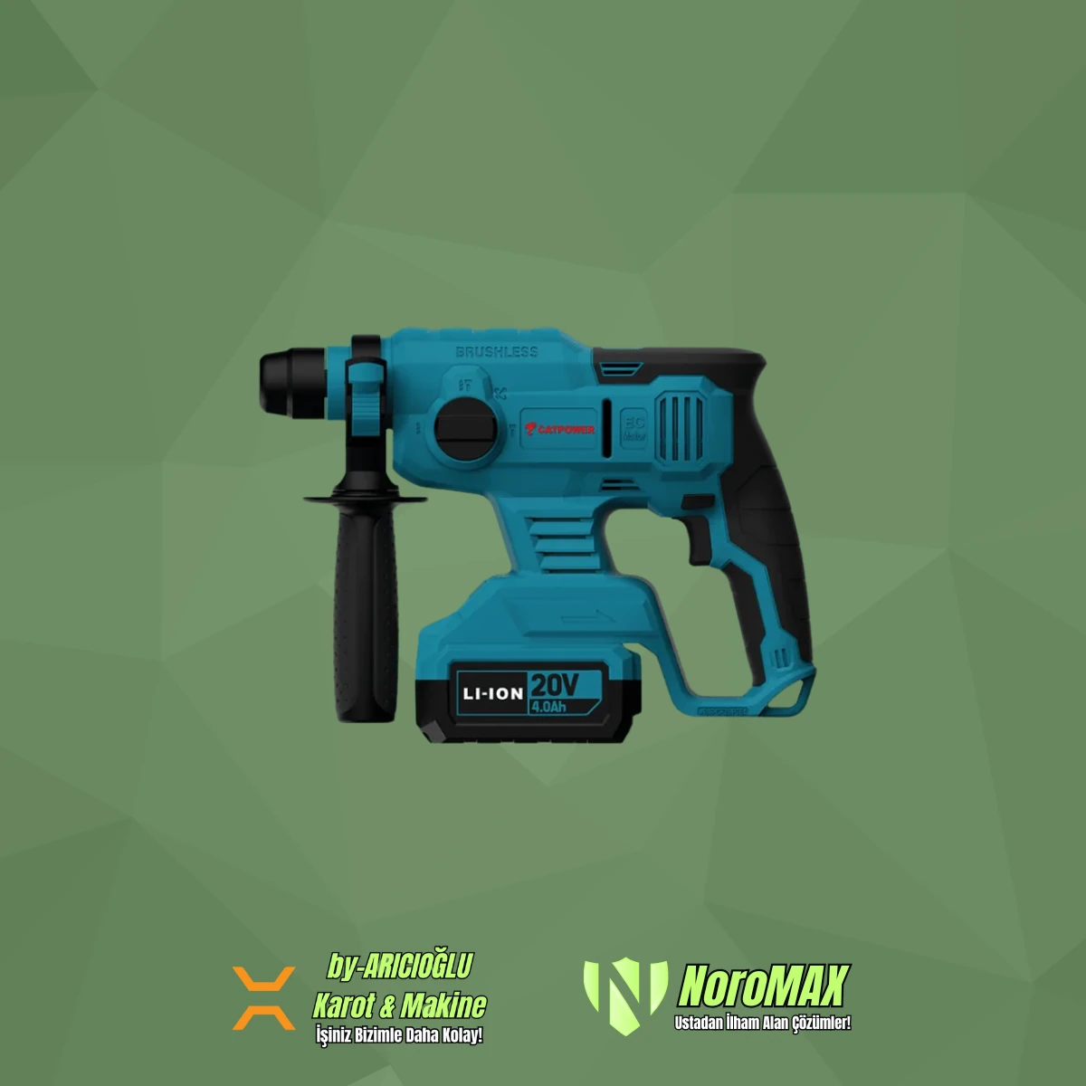 Catpower 4225 Set Li-ion Akülü Darbeli Kırıcı Delici 20V 4.0Ah