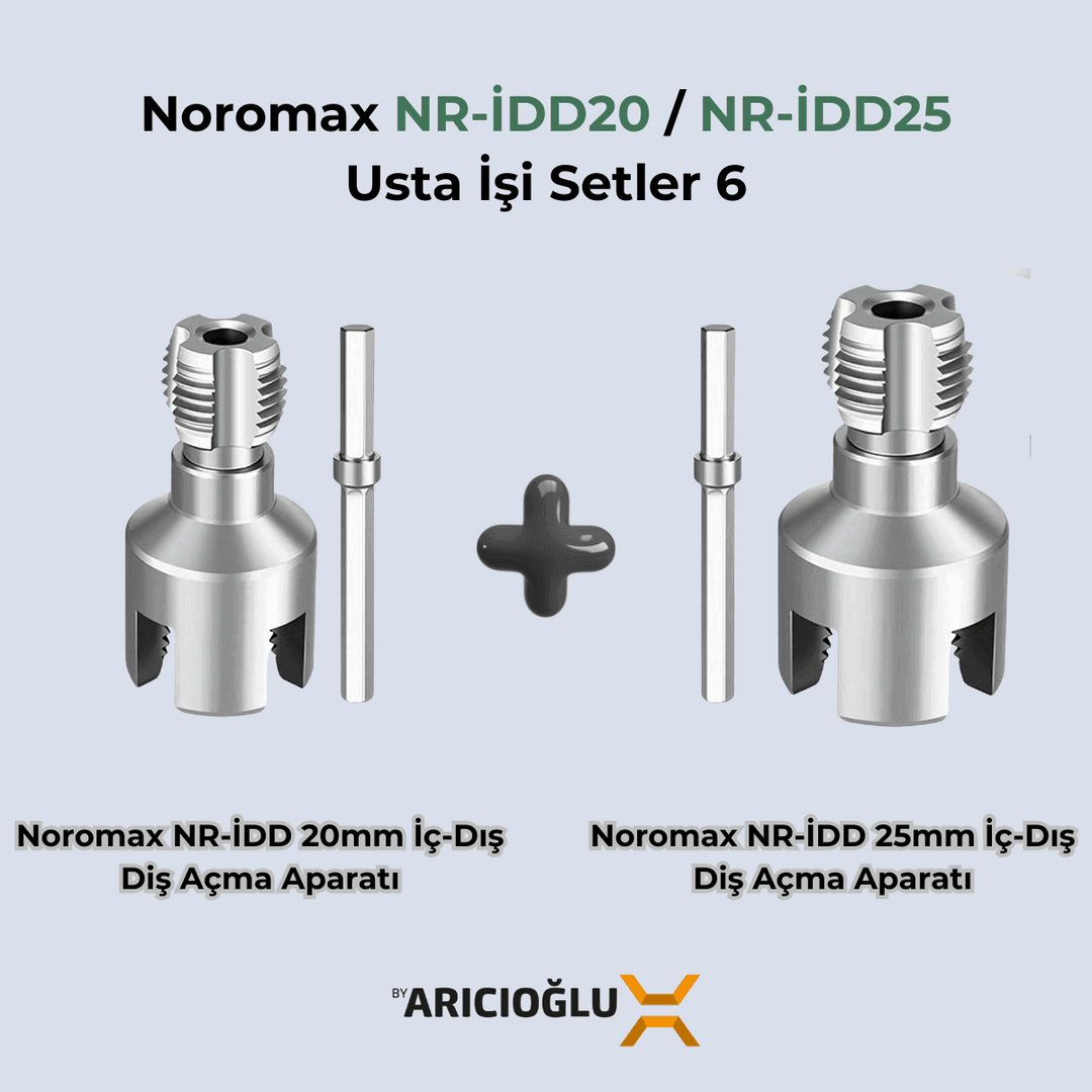 Noromax NR-İDD 20mm-25mm İç-Dış Plastik Boru Diş Açma Aparat Seti