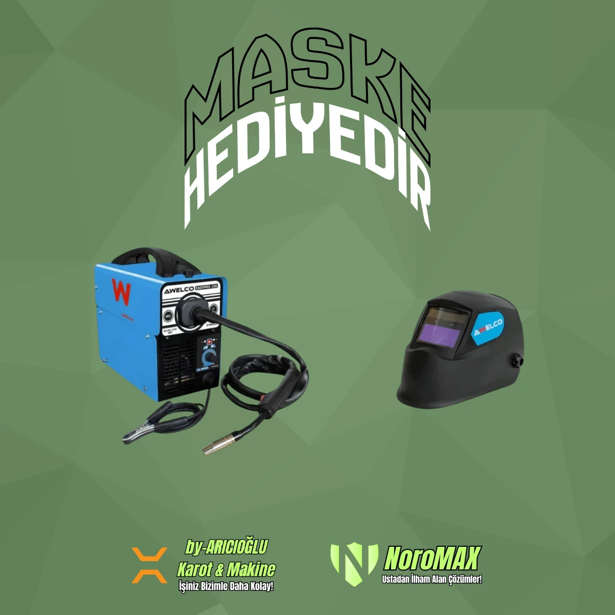 Awelco Easymig 100 Amper İnverter Gazsız Gazaltı Kaynak Makinesi (Maske Hediyeli)