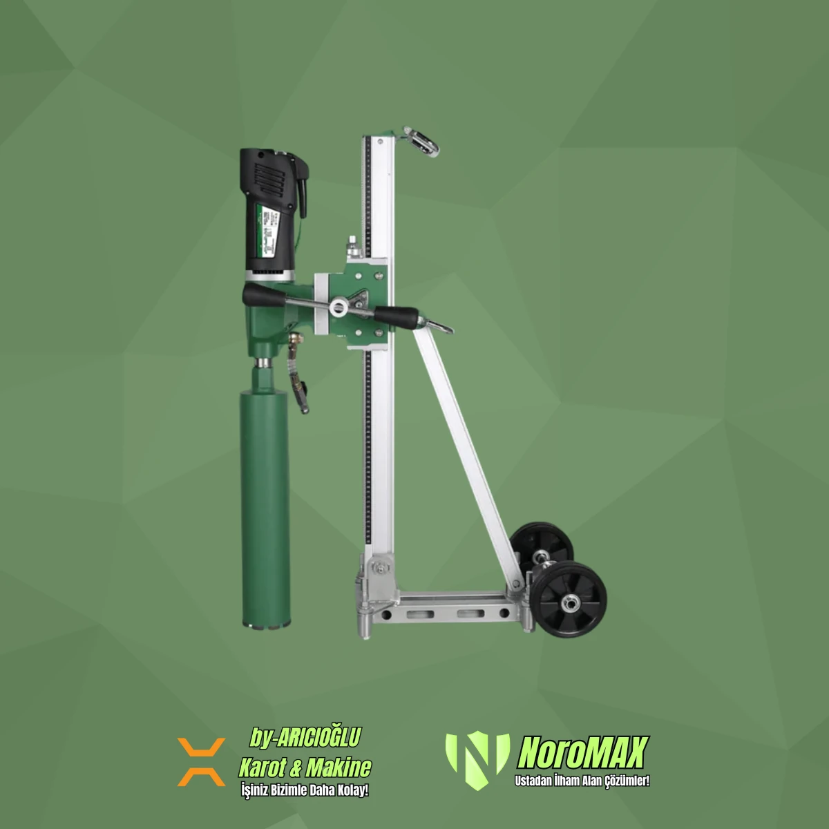 Bycon Kömürsüz 250mm Delme Kapasiteli Endüstriyel Tip Açılı Sehpalı Karot Makinesi