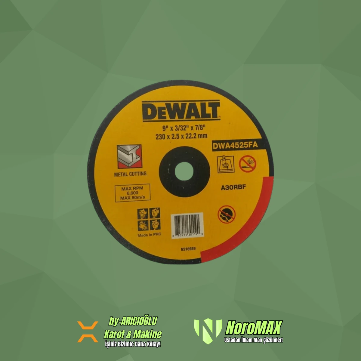 Dewalt 230*2.5*22.2 mm Düz Metal Kesici Taşı