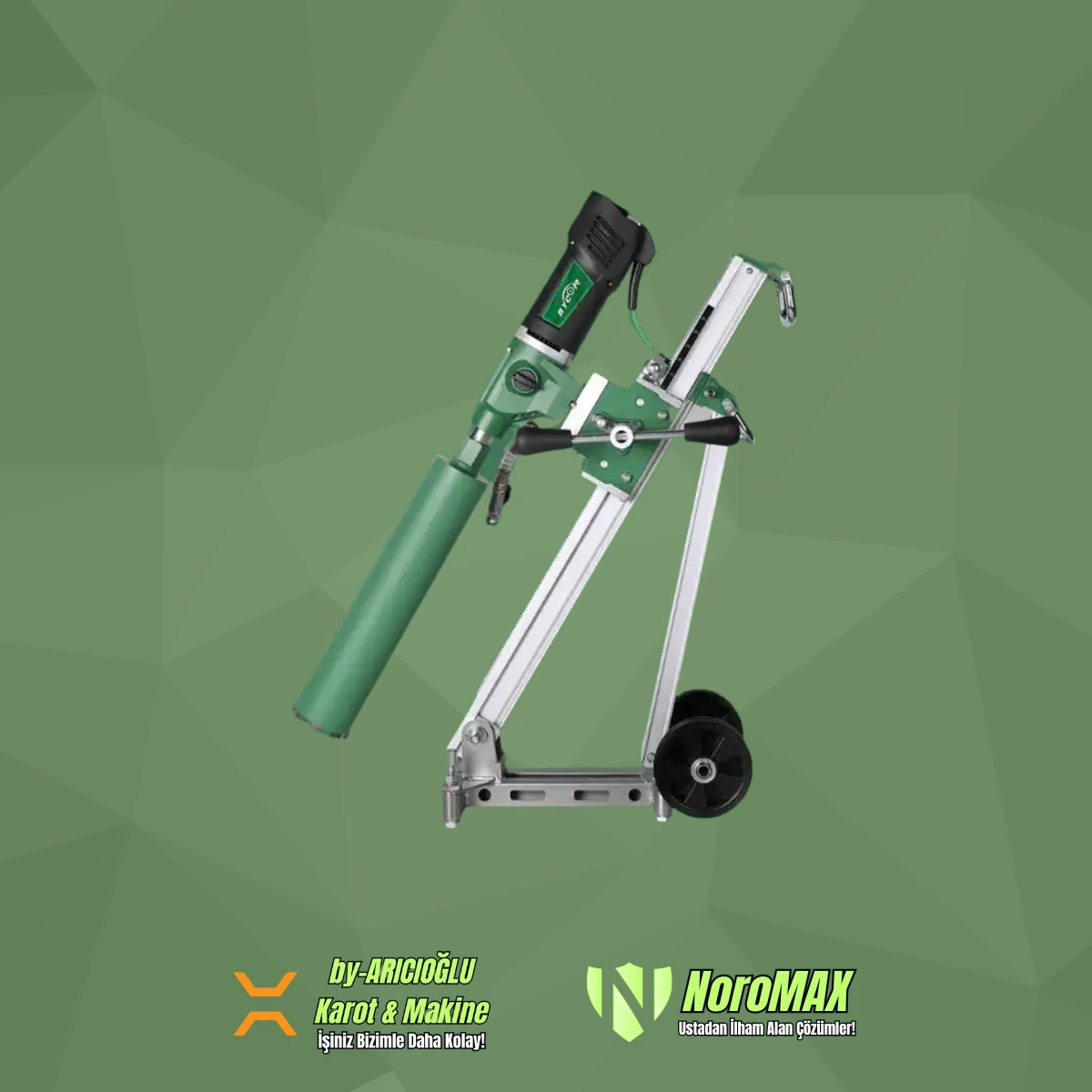 Bycon Kömürsüz 250mm Delme Kapasiteli Endüstriyel Tip Açılı Sehpalı Karot Makinesi