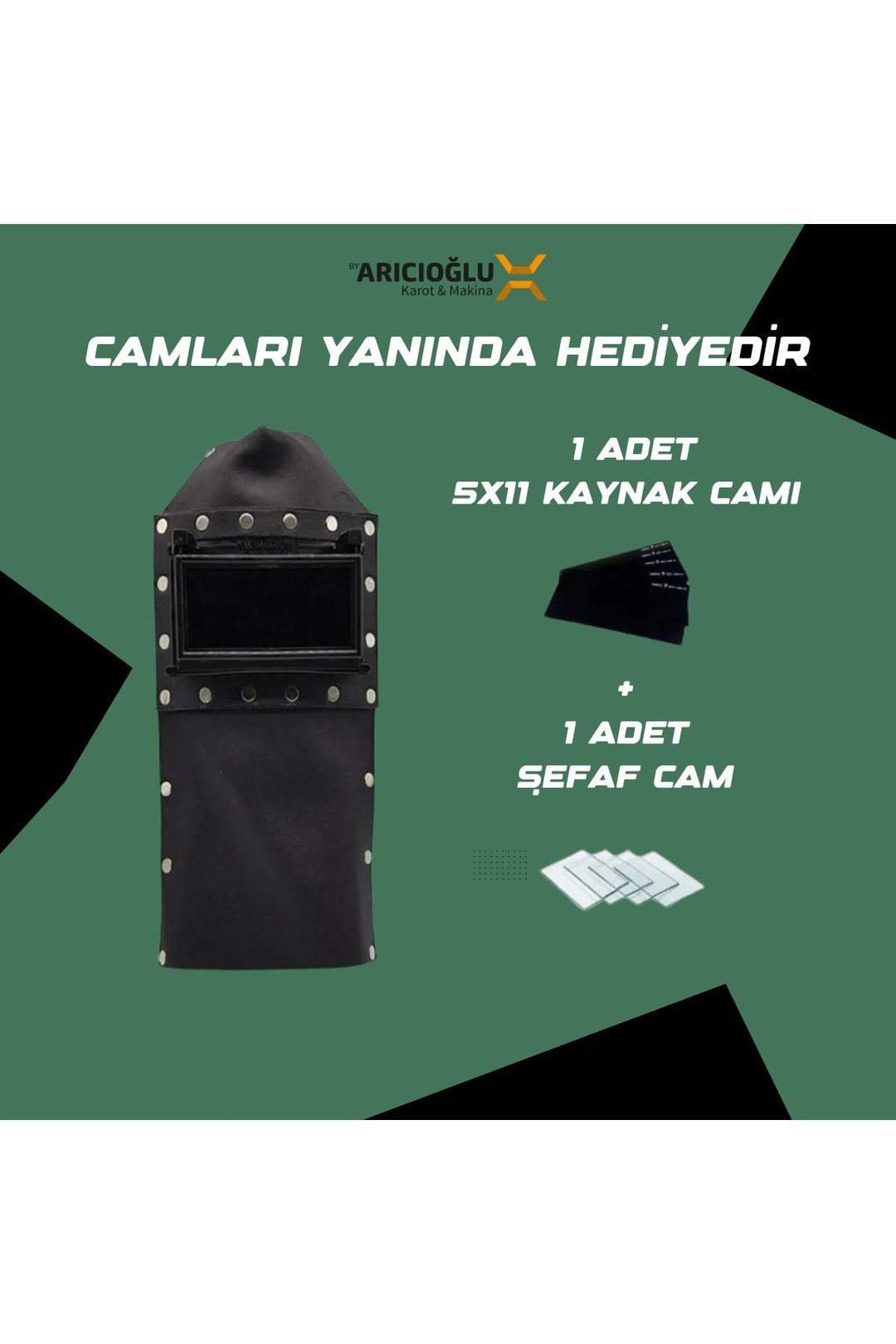 Deri Kapaklı Kaynakçı Baş Maskesi Kapaklı Kaynak Maskesi Deri Kaynak Maskesi Camı Hediyeli
