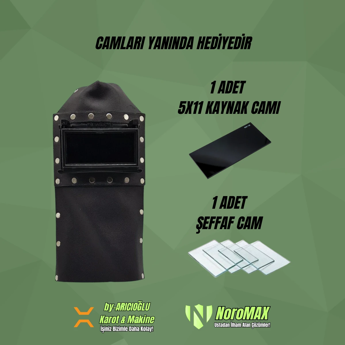 Deri Kapaklı Kaynakçı Baş Maskesi Kapaklı Kaynak Maskesi Deri Kaynak Maskesi Camı Hediyeli