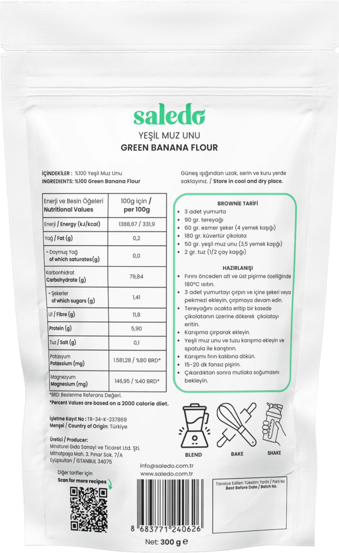 Green Banana Flour 300gr x 4
