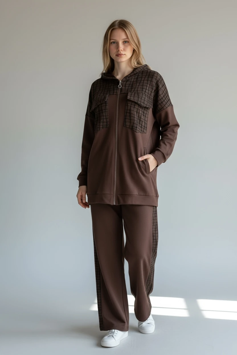 FERMUARLI ALT-ÜST TAKIM - Kahverengi