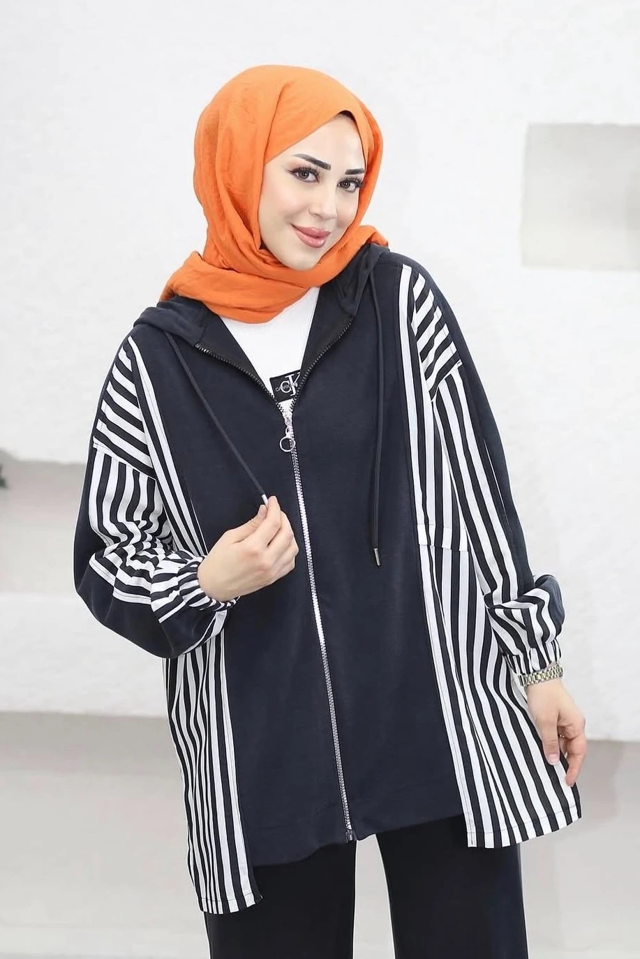 ÇİZGİLİ ANTRASİT ALT-ÜST TAKIM