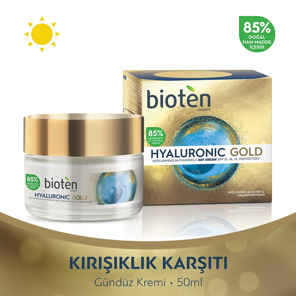 Bioten Hyaluronic Gold Kırışıklık Karşıtı Gündüz Kremi SPF10 50 ml