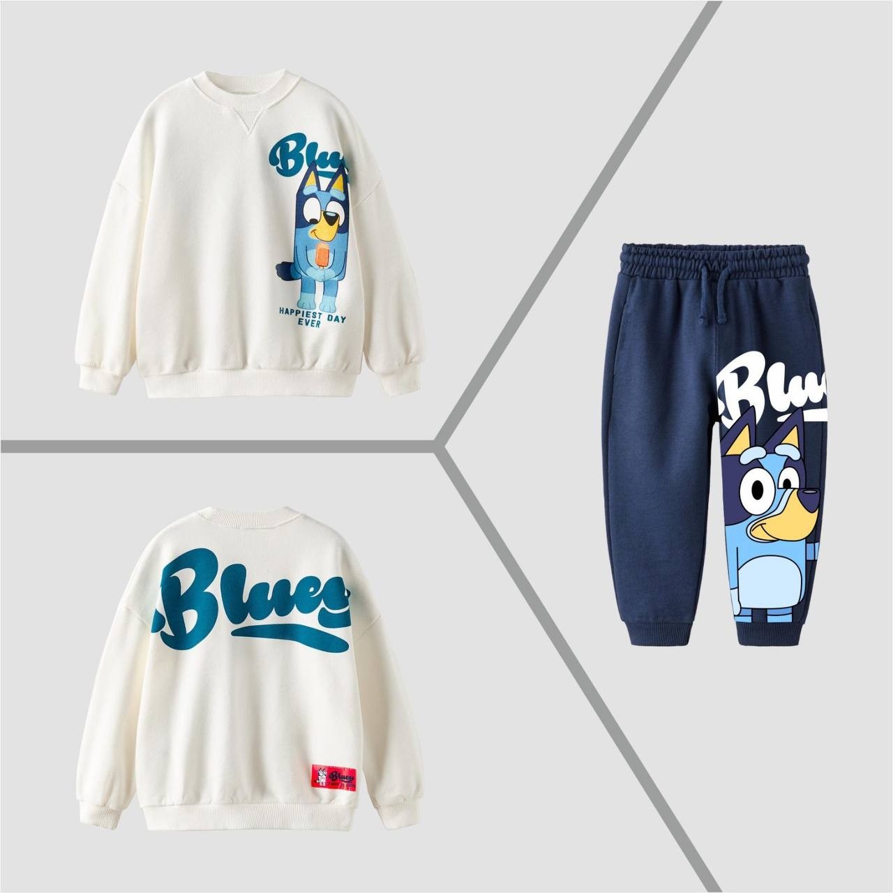  Bluey Baskılı Sweatshirt Alt Üst Takım