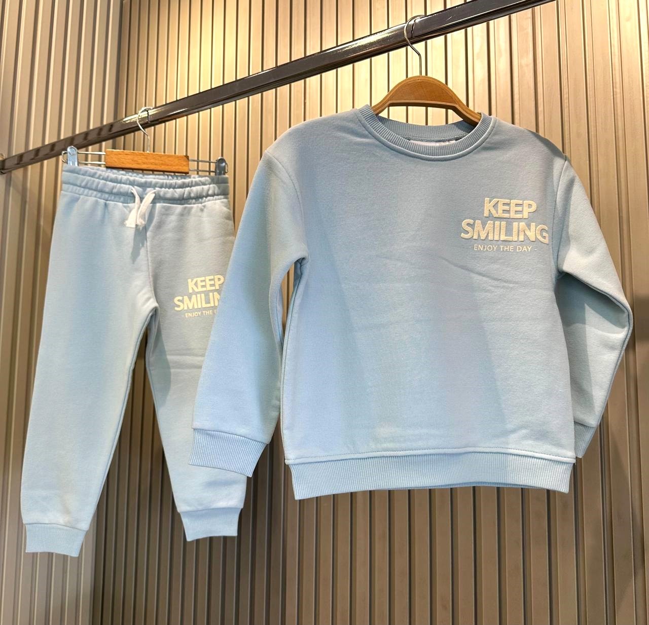 Kabartma Yazı Baskılı Sweatshirt Alt 2'li Takım