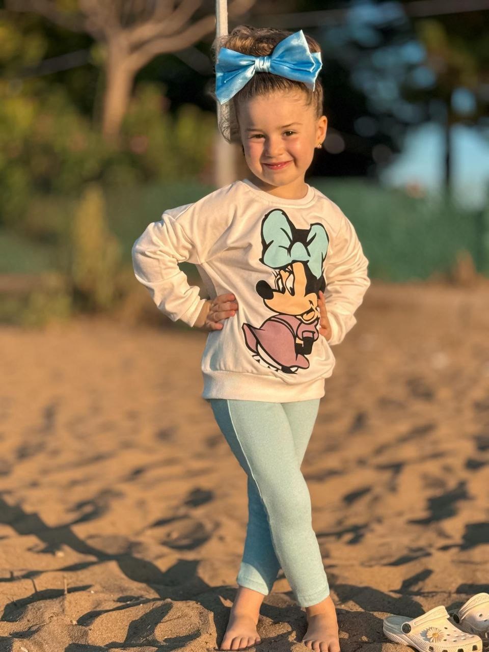 Minnie Mouse Baskılı Sweatshirt Alt 2'li Takım