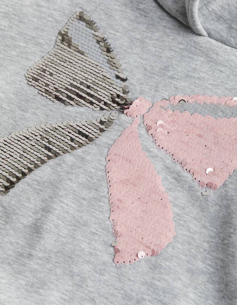 Pullu Fiyonklu Kapüşonlu Sweatshirt