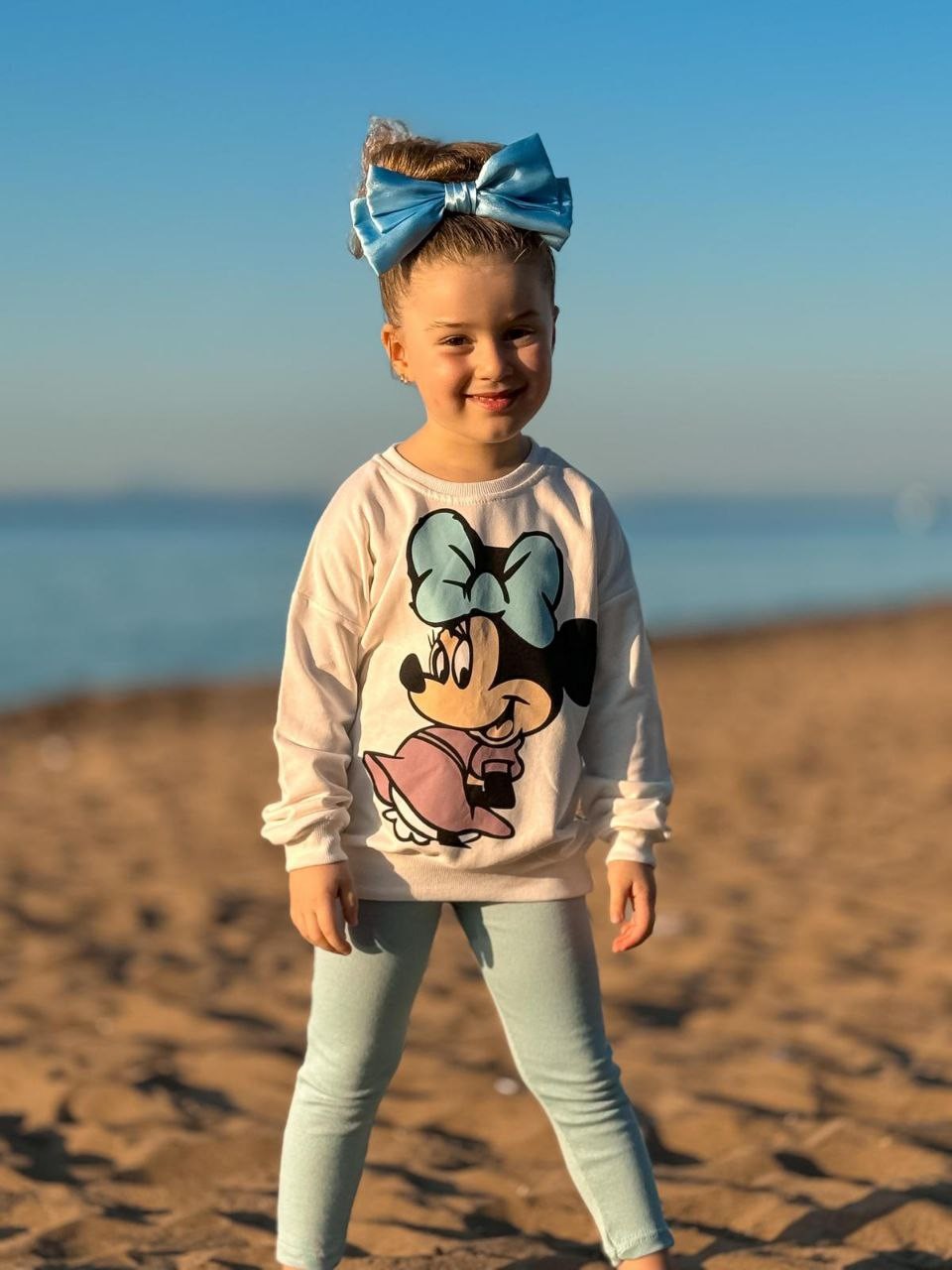 Minnie Mouse Baskılı Sweatshirt Alt 2'li Takım