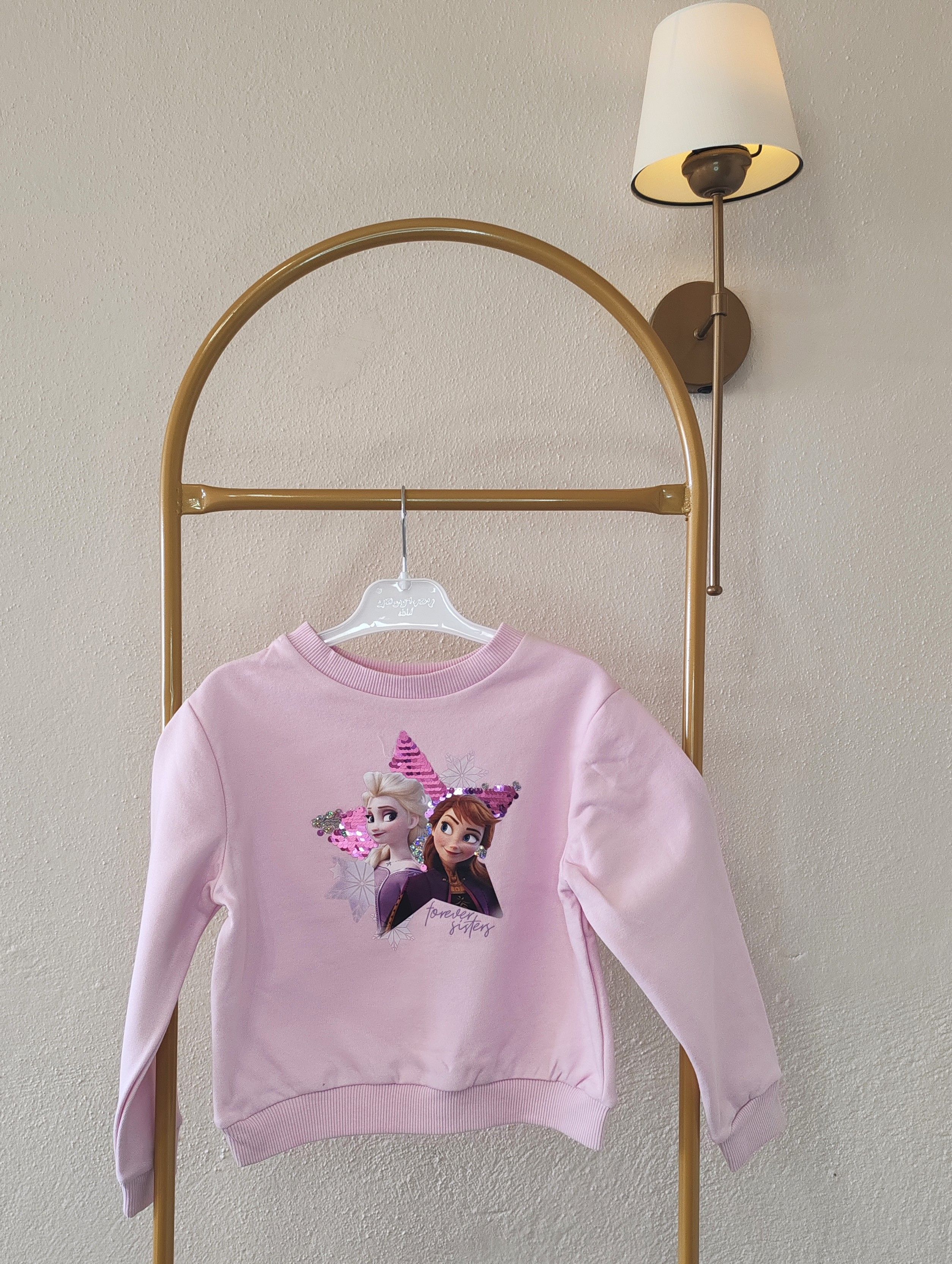 Anna Ve Elsa Baskılı Pullu Sweatshirt