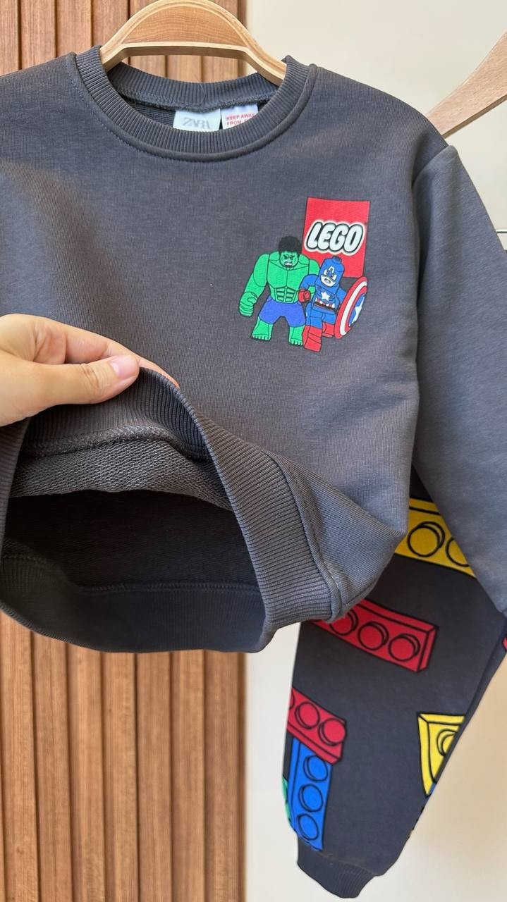 Lego Baskılı Sweatshirt Alt 2'li Takım