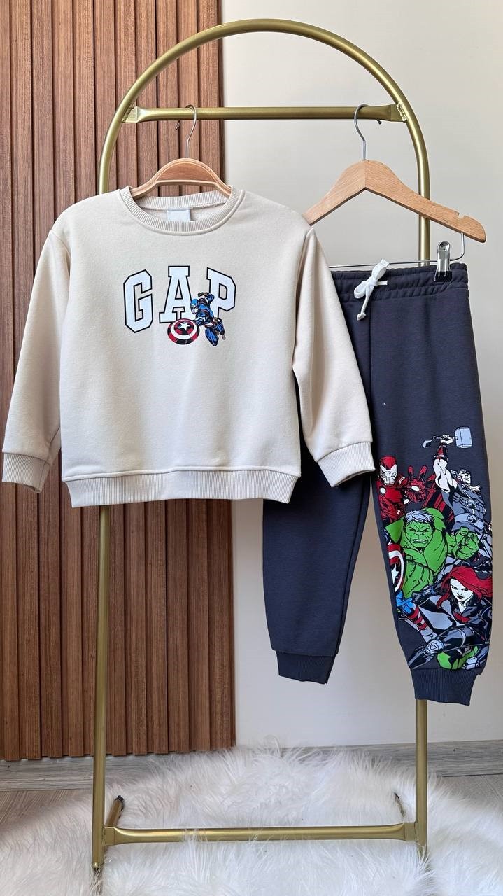 Süper Kahramanlar Baskılı Sweatshirt Alt 2'li Takım