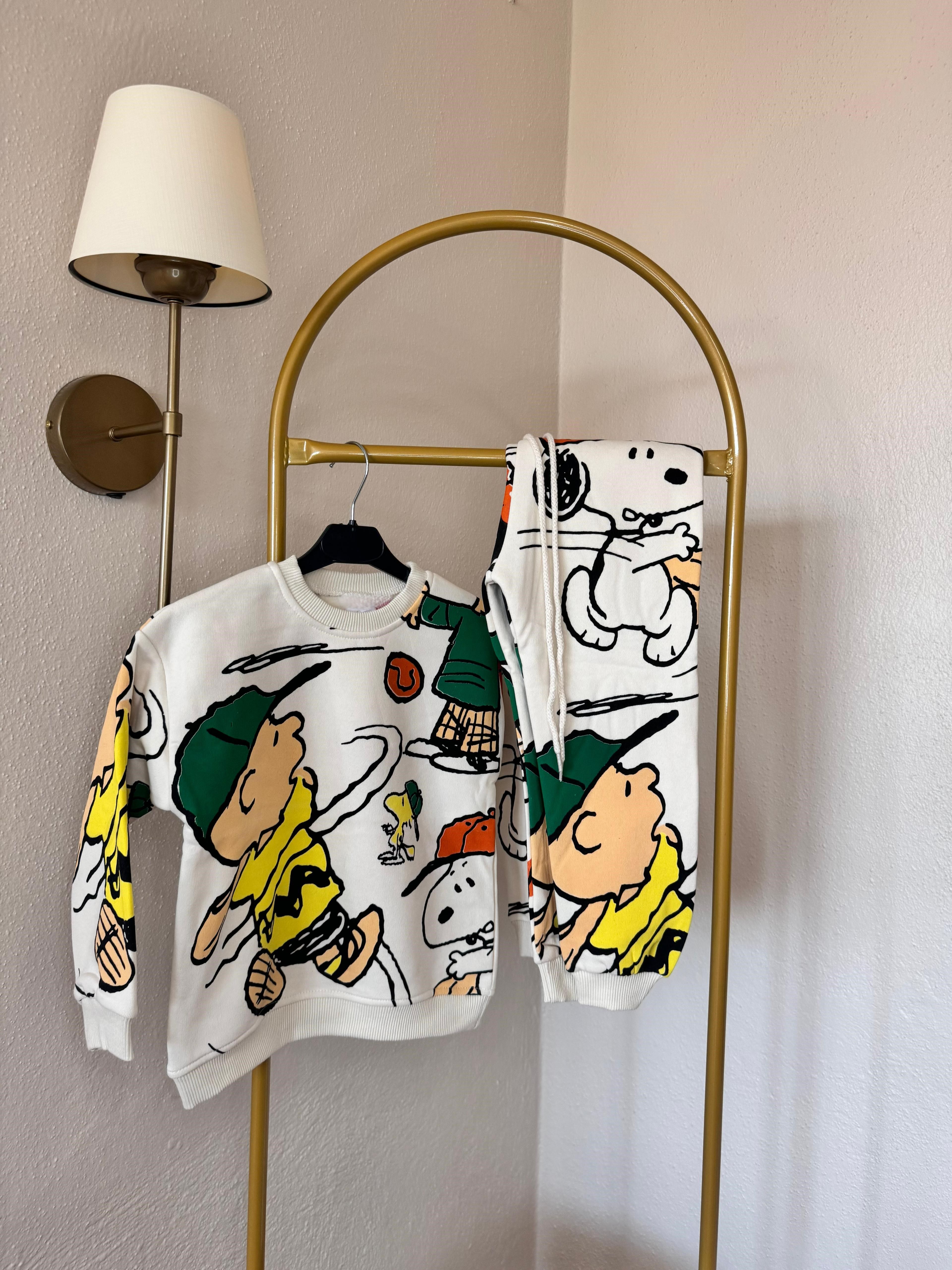 Snoopy Baskılı Sweatshirt Alt 2'li Takım