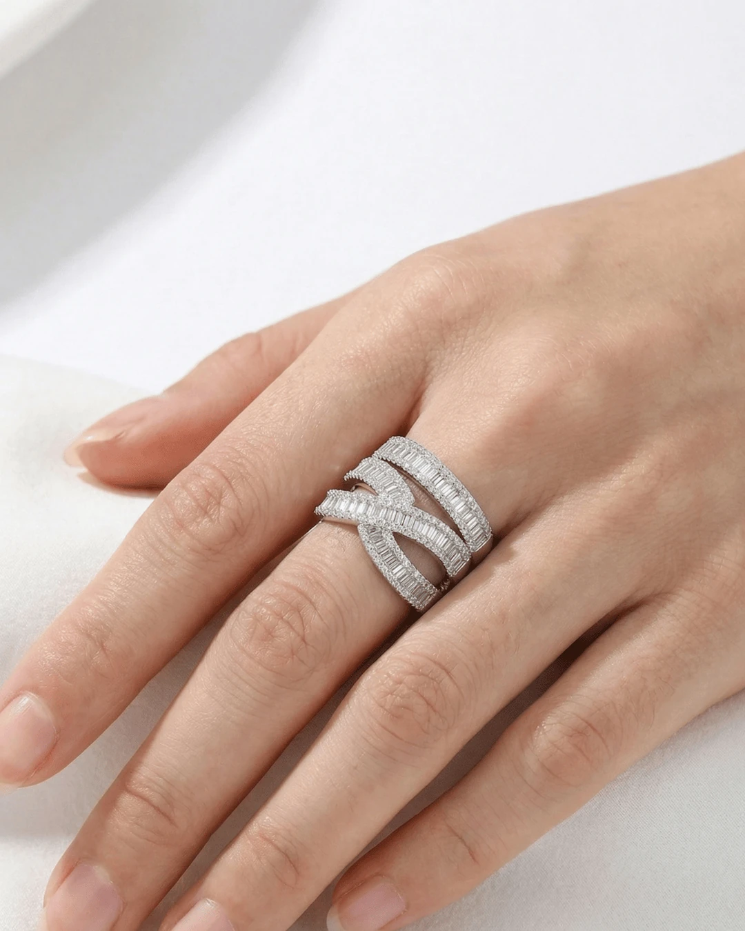 925 Gümüş | Baget Taşlı Sarmal Yüzük