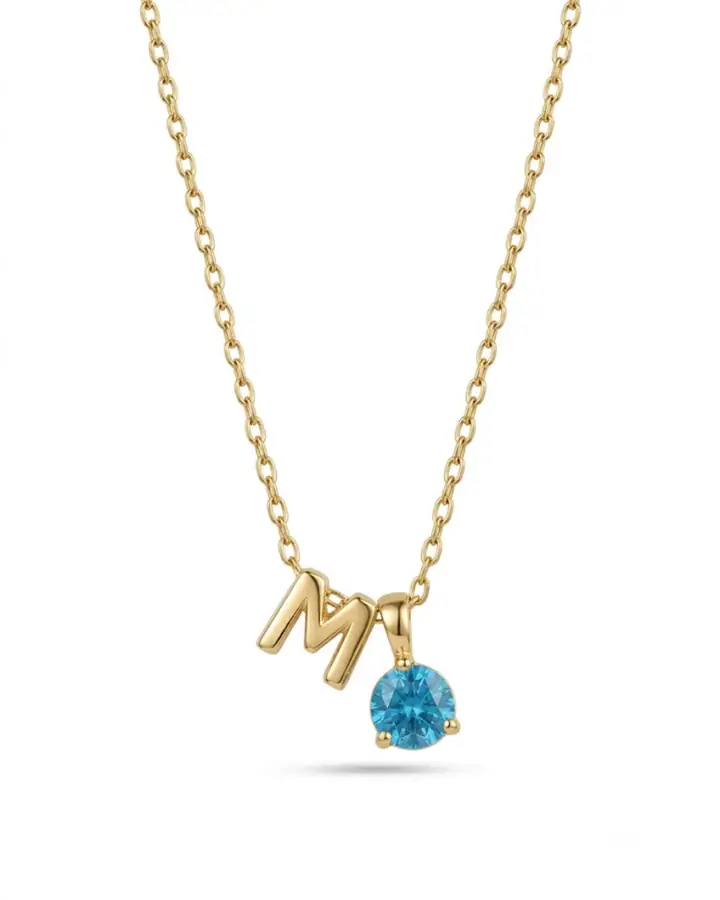 925 Gümüş | Balon Harf Birthstone Kolye