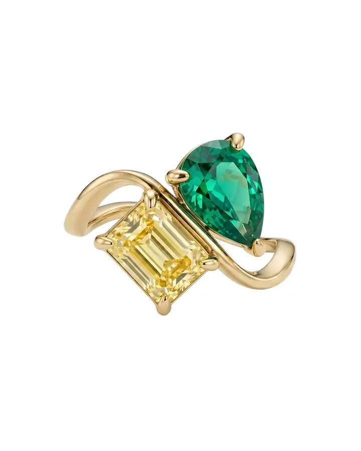 925 Gümüş | Asimetrik İkili Birthstone Yüzük