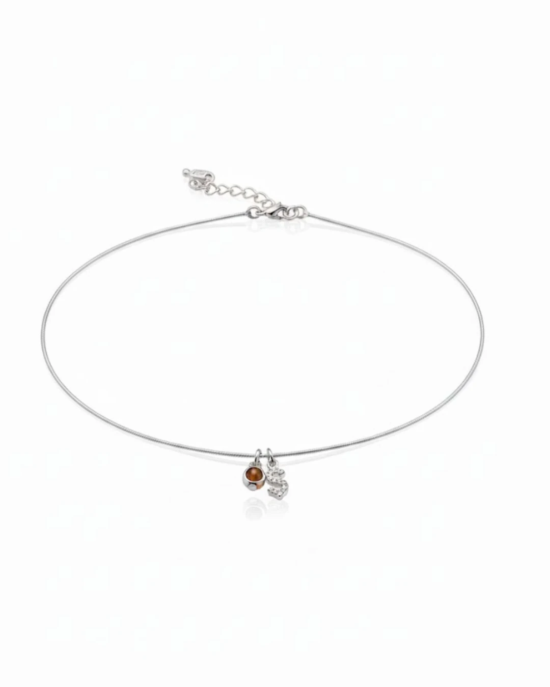 925 Gümüş | Doğum Ayı Taşlı Harfli Kişiye Özel Minimal Kolye