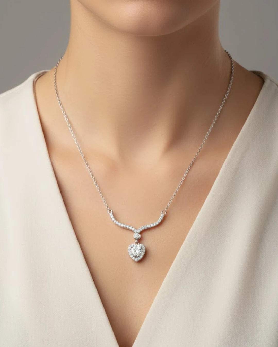 925 Gümüş | Abiye Tasarımlı Kalp Kolye