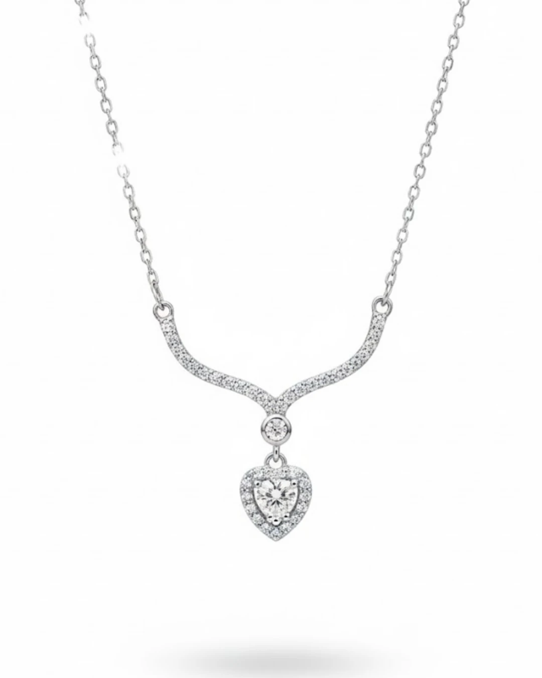 925 Gümüş | Abiye Tasarımlı Kalp Kolye