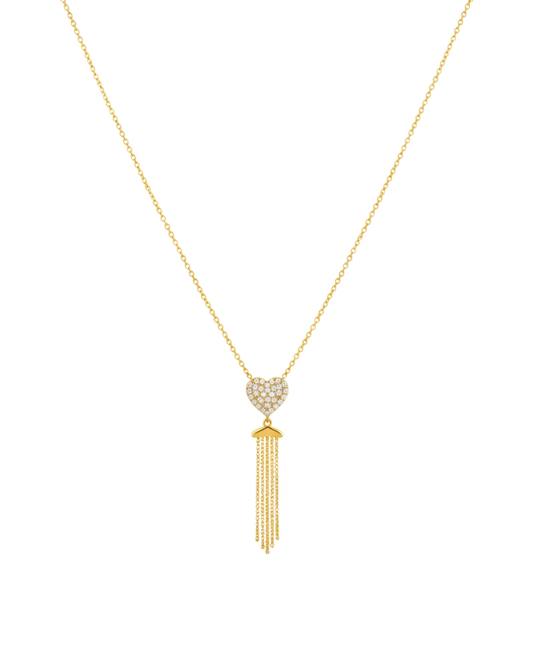 925 Gümüş | Sallantılı Zincirli Taşlı Kalp Kolye