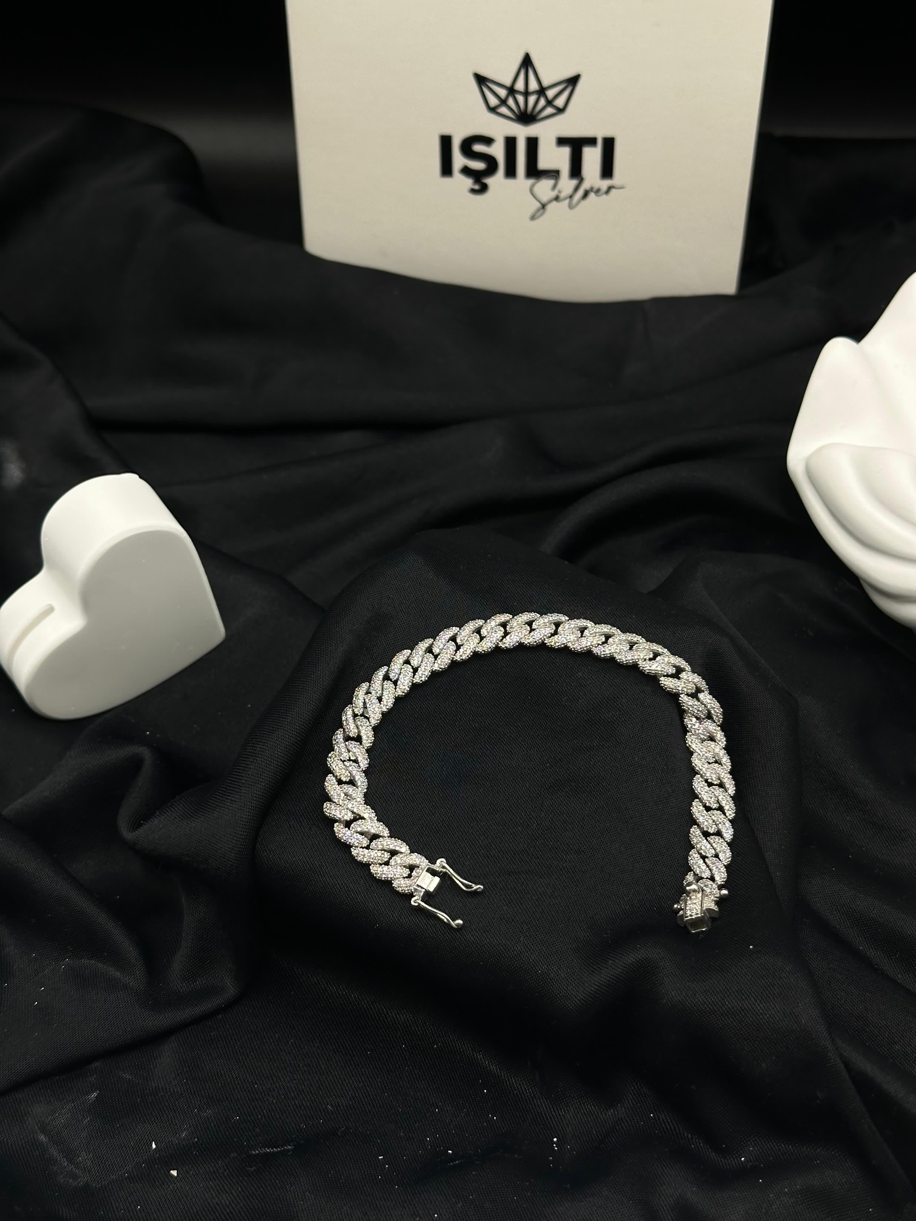 925 Gümüş | Kalın Unisex Taşlı Gurmet Bileklik